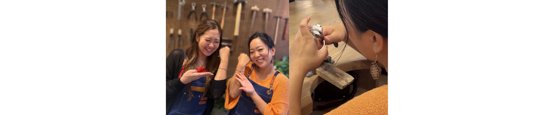 手ぶらで気軽に参加できる「うつくしみ長崎店」のバングル作り体験。選べる素材や模様、文字刻印でオリジナリティ溢れる仕上がりに。完成したアイテムはその日のうちにお持ち帰りいただけます。